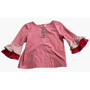 Matilda Jane Girl's Size 2 Paint The Town Pink Top Pink Ruffle Wonderment Holida